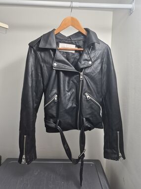 Calvin Klein Black Fake Leather Moto Jacket